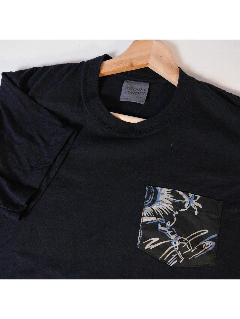Naked&Famous Black Pocket T Shirt Men S Skull Graphic Pocket Casual Canada Made